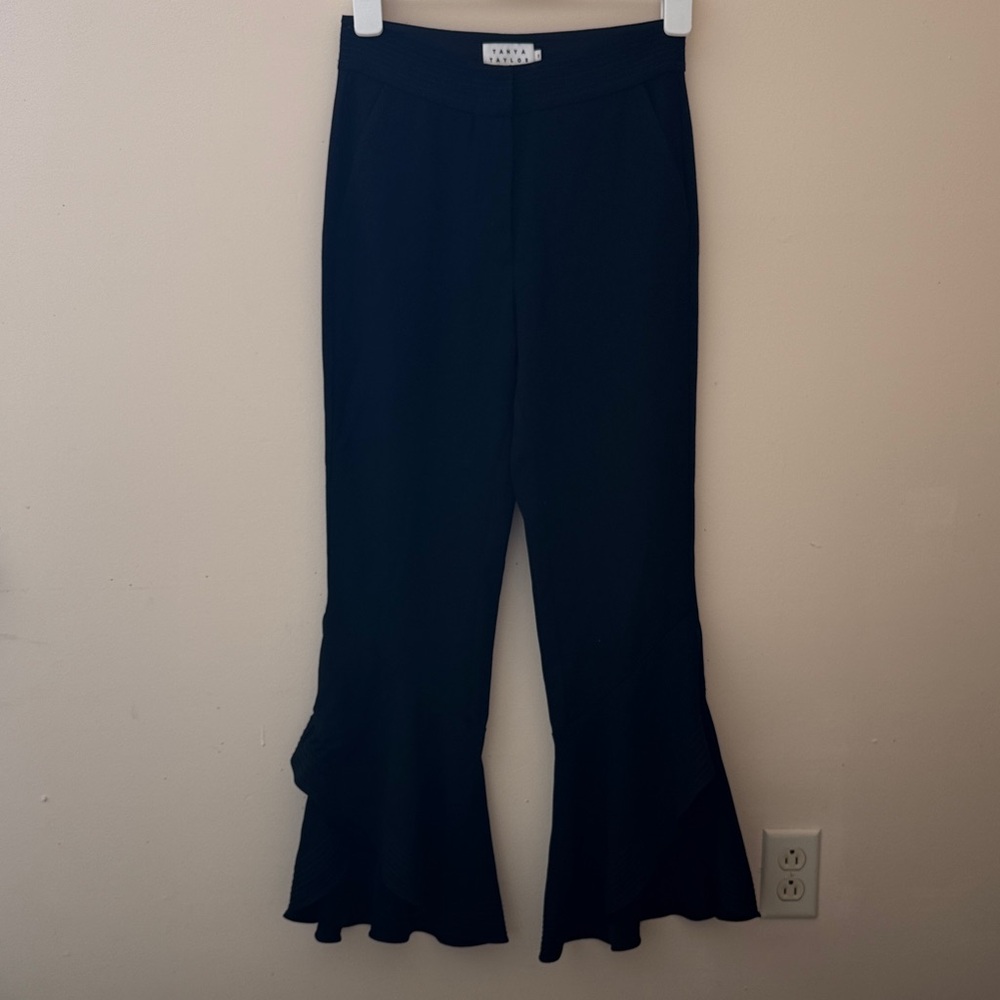 Tanya Taylor Black Ruffle Pants Size 2